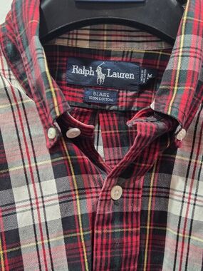 Ralph Lauren Red, Green and Black Plaid Button-Down Shirt